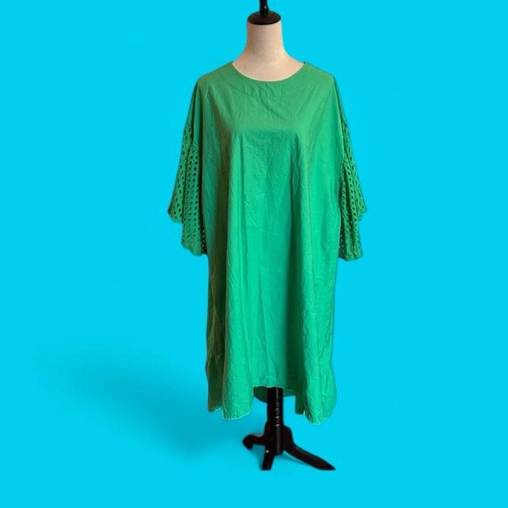Green Dress with Eyelet Sleeves